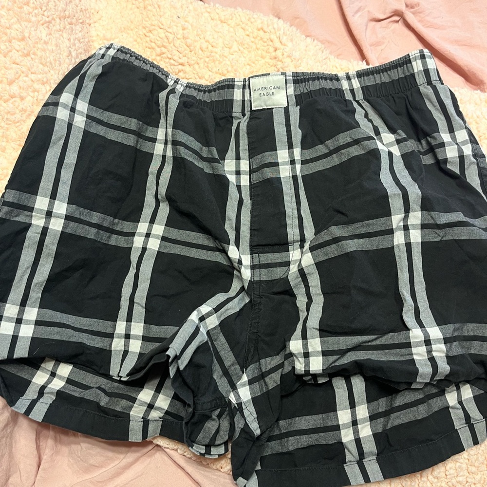 American Eagle Black Plaid Boxers